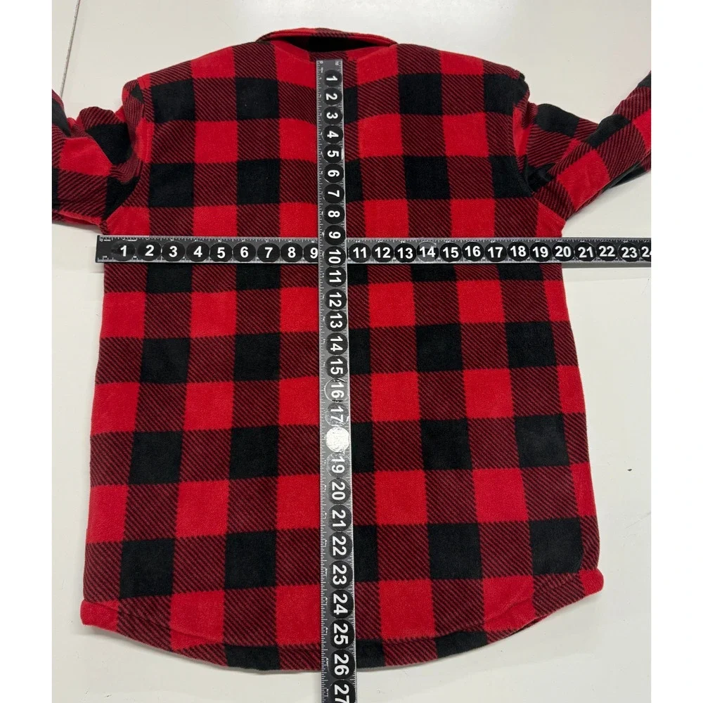 Eddie Bauer Jacket Boys XL 16 Red Black Buffalo Plaid Fleece Snap Pockets‎ Warm